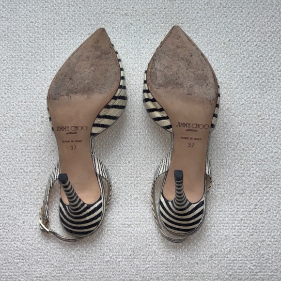 Jimmy Choo Tilly Off White/Black Striped Snake Skin Pump 37 - Picture 7 of 8